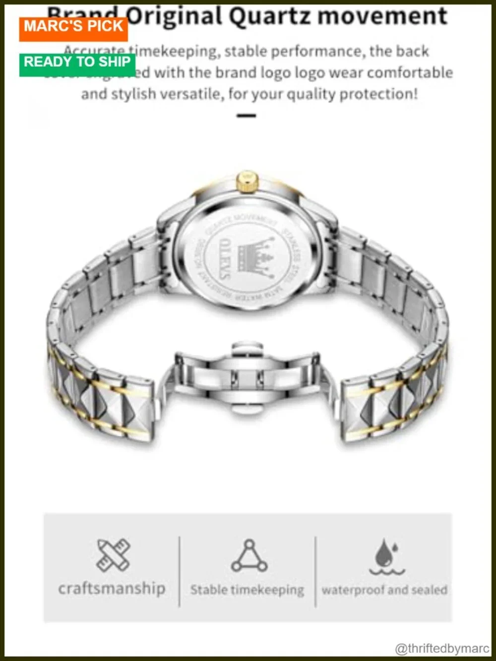 Men's Luxury Diamond Casual Large Dial Watch Stainless Steel Waterproof
